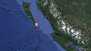 El epicentro del sismo fue localizado 167 kilómetros al sur de Bella Bella. Foto crédito USGS  