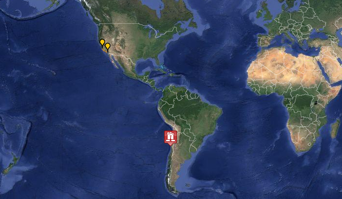 La amenaza de tsunami llega hasta las costas de California. Foto cortesía Google y NOOA