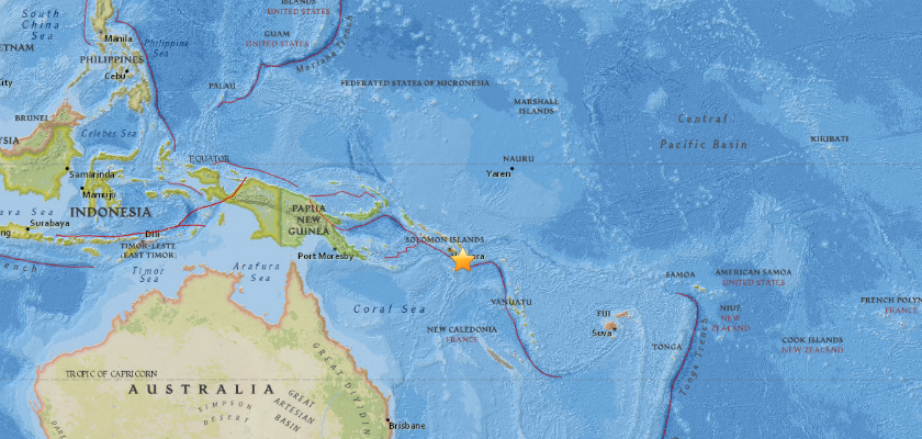 Potente terremoto estremece Islas Salomón