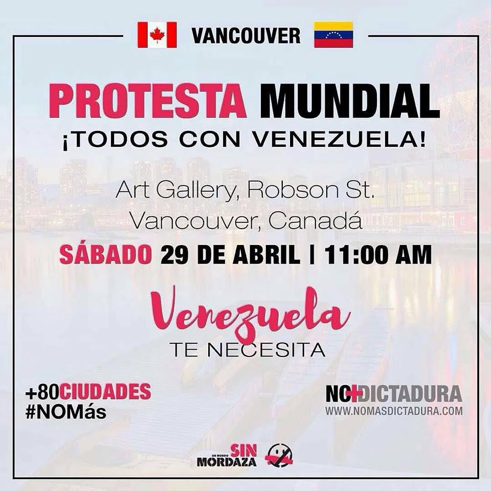 Vancouver también se une a la protesta mundial “No Más”, de los venezolanos