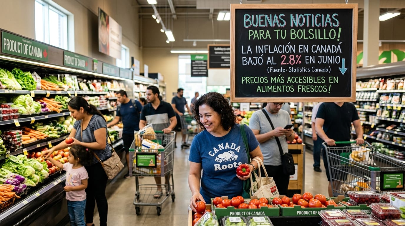 Inflación en Canadá cae a 2,8% en junio