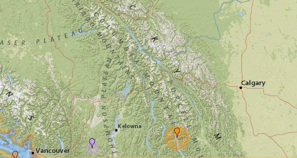 Sismo de 4.2 grados al sureste de Columbia Británica